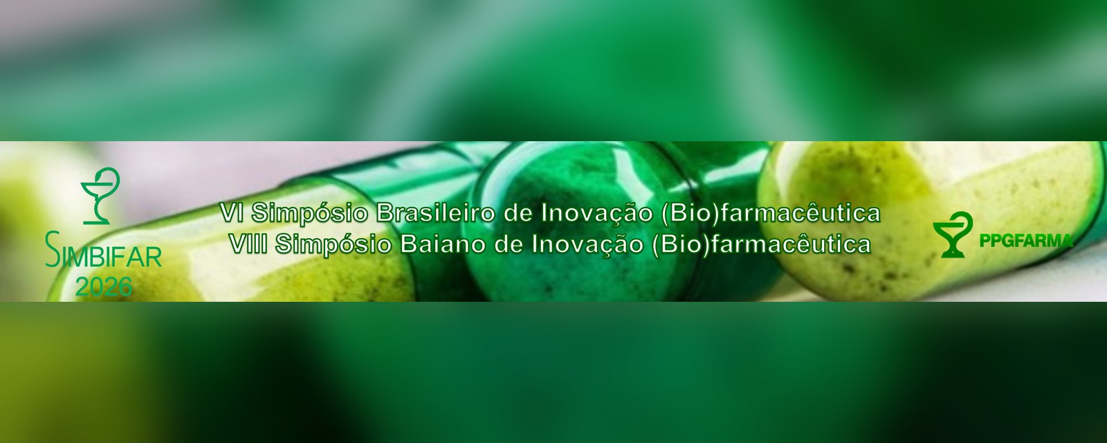 Banner do SIMBIFAR 2026, VI Simpósio Brasileiro e VIII Simpósio Baiano de Inovação (Bio)farmacêutica